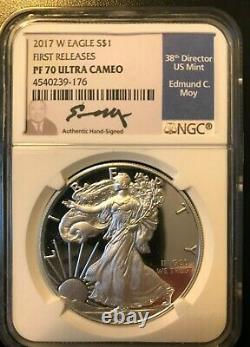 2017 W Proof Silver Eagle Ngc Pf70 Ultra Cameo Ed Moy First Releases