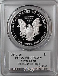 2017 W Proof Silver Eagle PCGS PR70 DCAM First Day of Issue Mercanti 1 of 1500