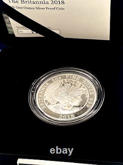 2018 £2 Royal Mint Britannia Proof 1oz Silver 7,150 Mintage Box/COA