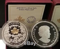 2018 Golden Maple Leaf $30 2OZ Pure Silver Proof 50mm Coin Canada