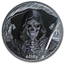 2018 Grim Reaper THE DEATH Silver 1oz. Black Proof Equitorial Guinea 666 Mintage