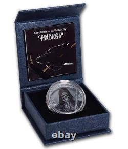 2018 Grim Reaper THE DEATH Silver 1oz. Black Proof Equitorial Guinea 666 Mintage