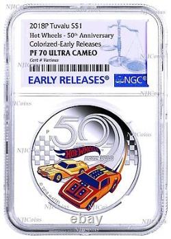2018 HOT WHEELS 50th Anniversary SILVER PROOF $1 1oz COIN NGC PF70 UC ER