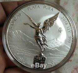 2018 Mexico 5oz Silver Libertad Reverse Proof Coin. 999 Fine Low Mint of 2,100