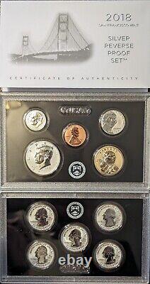 2018 S San Francisco US Mint Silver Reverse Proof 10 Coin Set