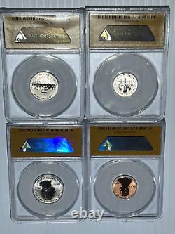 2018 S Silver Reverse Proof 10 Coin Set 1st Day Issue 50th Ann Anacs Rp70 Dcam