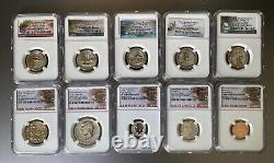 2018-S Silver Reverse Proof 10 Coin Set NGC PF 69 And 70 In NGC Red Box