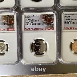 2018-S Silver Reverse Proof 10 Coin Set NGC PF 69 And 70 In NGC Red Box