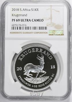 2018 Silver 1 oz Proof Krugerrand NGC PF69 Ultra Cameo Mintage 15,000