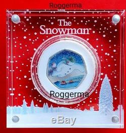 2018 Snowman 50p Silver Proof Christmas coloured coin RoyalMint limited edition