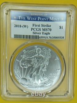 2018-W American Silver Eagle Proof PCGS MS70 First Strike West Point Mint