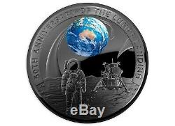 2019 50th Anniversary Moon Landing $5 Nickel Plated Silver Proof Domed Coin