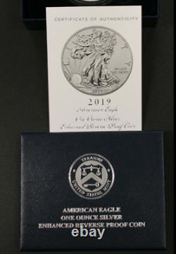 2019 American Eagle One Ounce Silver ENHANCED REVERSE Proof S Dollar. 999 19XE