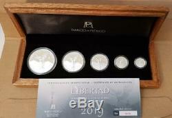 2019 Mexico Libertad Winged Victory 5 Coin Silver Proof Boxed Set