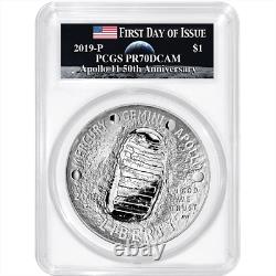 2019-P Proof $1 Apollo 11 50th Ann 5 oz Silver Dollar PCGS PR70DCAM FDOI Apollo