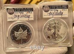 2019 Pride of Two Nations Set FDOI PCGS PR 70 Gary Whitley Signed Silver