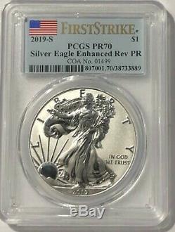 2019 S $1 Enhanced Reverse Proof Pcgs Pr70 First Strike Silver Eagle Coin