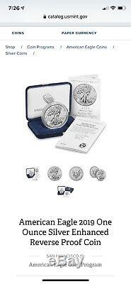 2019 S AMERICAN EAGLE ONE OUNCE SILVER ENHANCED REVERSE PROOF COIN Confirmed