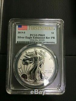 2019-S American Eagle 1 Oz Silver Enhanced Reverse Proof Coin FIRST STRIKE PR69