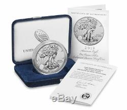 2019-S American Eagle One Ounce Silver Enhanced Reverse Proof Coin In Hand