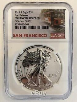 2019 S American Eagle One Ounce Silver Enhanced Reverse Proof Coin NGC #00932