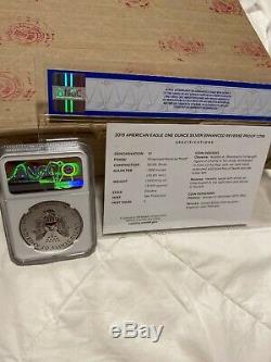 2019-S American Eagle One Ounce Silver Enhanced Reverse Proof Coin NGC PF 70