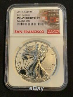 2019 S American Eagle One Ounce Silver Enhanced Reverse Proof Coin Ngc Fs 69