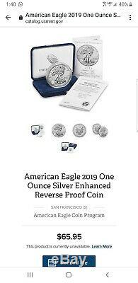 2019 S American Eagle One Ounce Silver Enhanced Reverse Proof Coin S 19XE