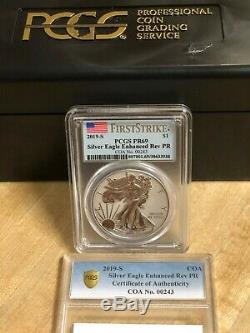 2019-S American Silver Eagle ENHANCED REVERSE Proof Coin PCGS PR69 COA#00243