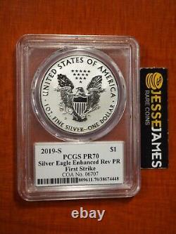2019 S ENHANCED REVERSE PROOF SILVER EAGLE PCGS PR70 FS WHITLEY WithLOW COA #06707