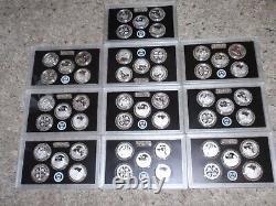 2019 Silver Quarter Proof Sets (10sets 50Coins) as pictured No COA, No Box 99.9%