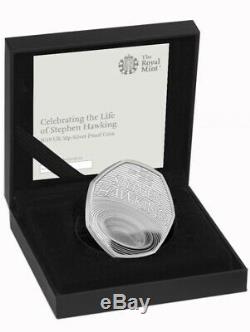 2019 Stephen Hawking 50p Coin Silver Proof Royal Mint Presentation Royal Mint