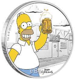 2019 The Simpsons Homer Simpson 1oz $1 Silver 99.99% Dollar Proof Coin