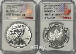 2019 W $1 & $5 Silver Reverse Proof Ngc Pf69 Er Pride Of Two Nations 2 Coin Set