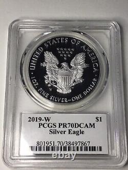 2019 W Proof Silver Eagle Pcgs Pr70 Dcam Ana Label