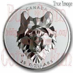 2019 Wolf Multifaceted Animal Head #1 $25 Proof Pure Silver Coin Canada