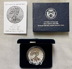 2019-s $1 Enhanced Reverse Proof American Silver Eagle, 1 Oz With Box And Coa