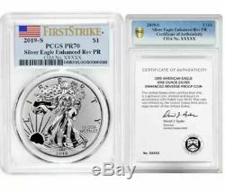 2019-s American Eagle One Ounce Silver Enhanced Reverse Proof Coin Set Pcgs