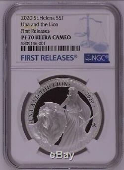 2020 1 oz. 999 Silver ST. Helena Una and The Lion Silver coin Proof NGC PF70 POP5
