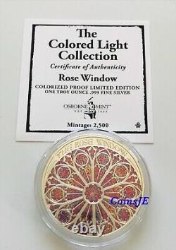 2020 1 oz. 999 THE ROSE WINDOW High Relief Silver Colorised coin
