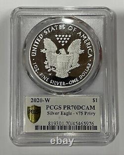 2020 American Silver Proof Eagle PCGS PR 70 V75 Privy WWII Anniversary July 4th