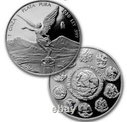 2020 MEXICAN LIBERTAD PROOF & REVERSE PROOF PF70DCAM FS 2x1 Oz Silver Coins Set