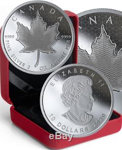 2020 PML Pulsating Maple Leaf $10 2OZ Pure Silver Proof Coin Canada