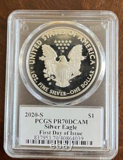 2020 S PROOF SILVER EAGLE PCGS PR70 DCAM FIRST DAY OF ISSUE Daniel Sign