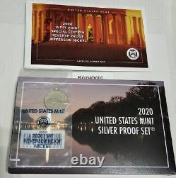 2020 Silver Proof Set 11 Coins Total with Reverse Proof W Nickel in Mint Package