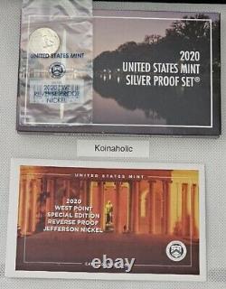 2020 Silver Proof Set 11 Coins Total with Reverse Proof W Nickel in Mint Package