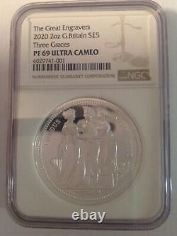 2020 The Three Graces Royal mint Silver proof 2oz coin NGC PF69 UCAM
