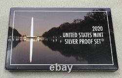 2020 United States Mint Silver Proof Set with Box & CoA No W Nickel -10 Coins