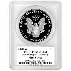 2020-W Proof $1 American Silver Eagle WWII 75th V75 PCGS PR69DCAM FS V75 Label