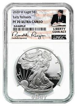 2020 W Silver Eagle Proof NGC PF70 UC ER Liberty Coin Act Label